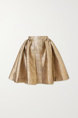Pleated Lame Skirt - Gold
