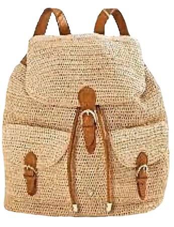 tan neutral woven  backpack