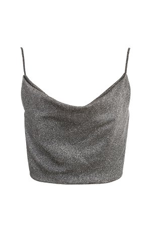 Clothing : Tops : 'Lulia' Silver Crop Top