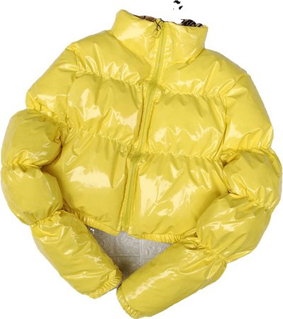 bright yellow bubble jacket