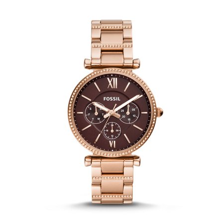 Carlie Multifunction Rose Gold-Tone Stainless Steel Watch - Fossil