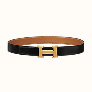 H Guillochee belt buckle & Reversible leather strap 32 mm | Hermès