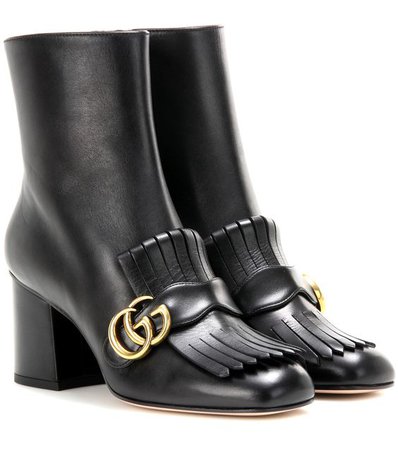GUCCI Embellished leather ankle boots