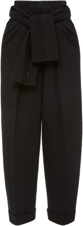 Tie-Waist Crepe Tuxedo Pants Size: 0