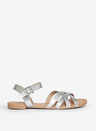 Silver ‘Futura’ Woven Sandals | Dorothy Perkins
