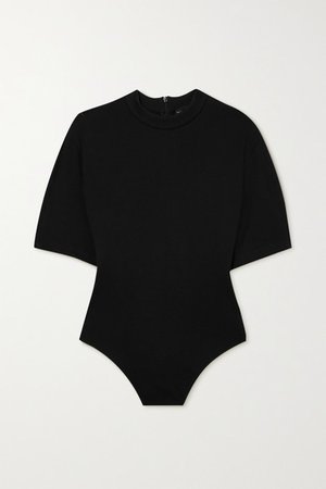 Cotton-jersey Thong Bodysuit - Black