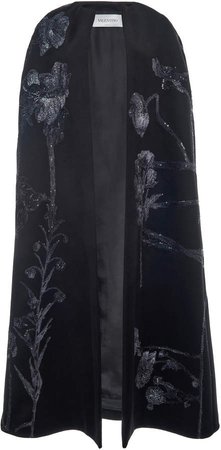 Valentino Embroidered Cashmere-Wool Cape