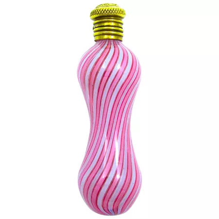 Fine Quality Antique Clichy Pink and White Spiral Stripe Perfume : Grand Tour Antiques | Ruby Lane