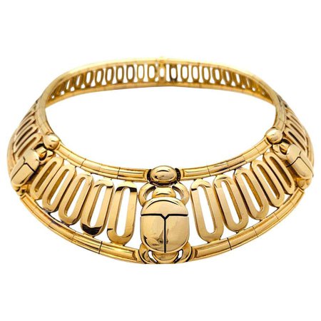 Cartier Yellow Gold "Scarab" Chocker Necklace For Sale at 1stDibs