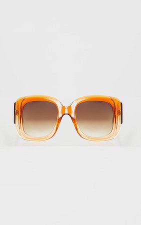 Orange Oversized Chunky Squareframe Sunglasses | PrettyLittleThing USA