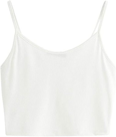 SheIn Women's Casual V Neck Sleeveless Ribbed Knit Cami Crop Top Deep Black Small : Clothing, Shoes & Jewelry