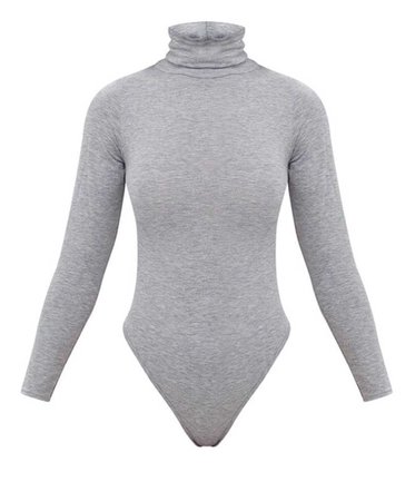Long sleeve grey turtleneck bodysuit