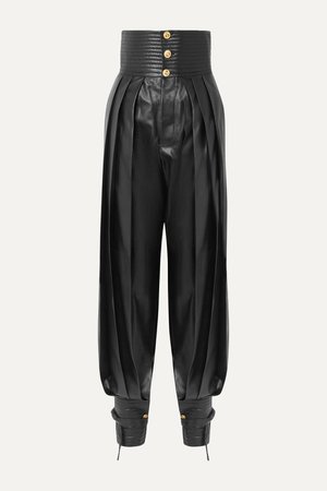Black Pleated leather tapered pants | Gucci | NET-A-PORTER