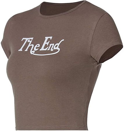 Amazon.com: Women Teen Girl Y2k 2021 Fashion Top Clothes Cute Graphic Print Brown Crop Top Tee T-Shirt E Girl Clothing Aesthetic: Clothing