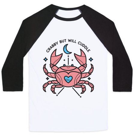 Crabby But Will Cuddle Cancer Crab Baseball Tee | LookHUMAN