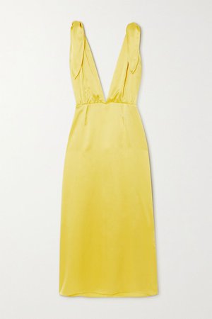 Yellow John silk-satin midi dress | BERNADETTE | NET-A-PORTER