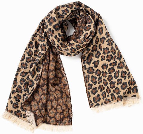 Look By M Women's Woven Leopard Scarf, Brown, One-Size at Amazon Women’s Clothing store