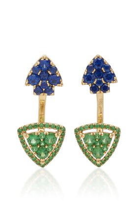 14K Gold, Sapphire And Tsavorite Earrings by Robinson Pelham | Moda Operandi