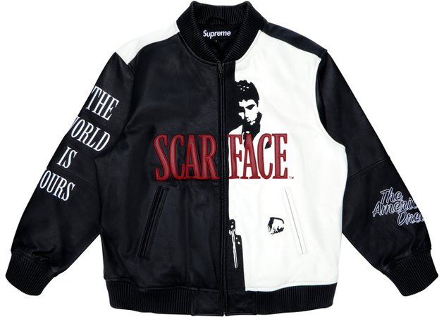 Supreme Scarface Embroidered Leather Jacket Black - FW17