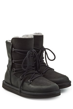Shearling-Lined Boots with Lace-Up front Gr. US 10