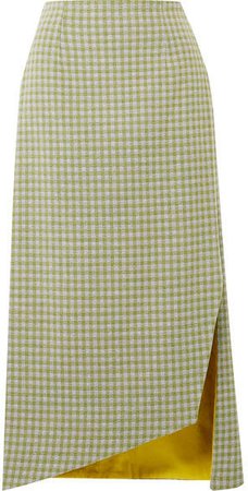 Bea Gingham Woven Midi Skirt - Green