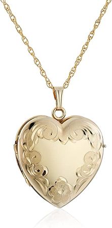 Amazon.com: 14k Yellow Gold-Filled Engraved Four-Picture Heart Locket Necklace, 20" : Clothing, Shoes & Jewelry
