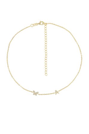 Adina's Jewels Pave Butterfly Initial Choker in Gold | REVOLVE