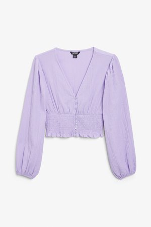 Shirred waist blouse - Lavender - Tops - Monki WW