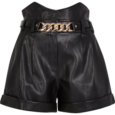 Black corset chain detail shorts | River Island