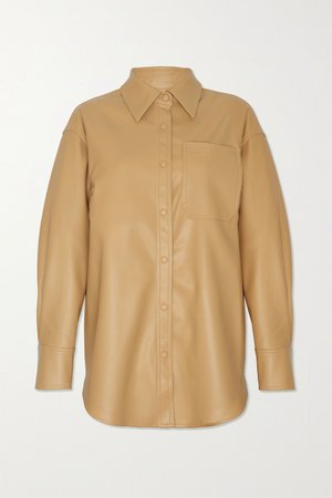 Tan Yoyo oversized faux leather shirt | Frankie Shop | NET-A-PORTER