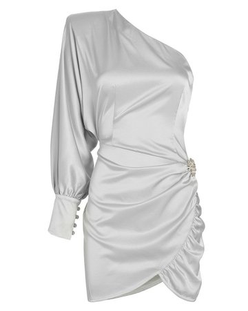 one sleeve silver dress