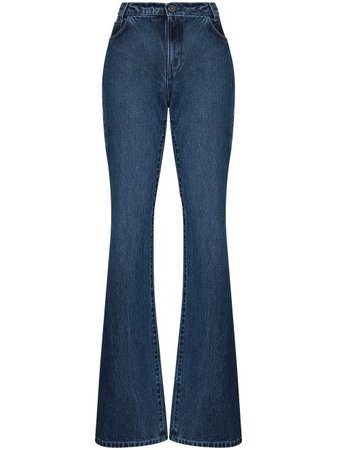 Shop Raf Simons high-rise flared jeans with Express Delivery - FARFETCH