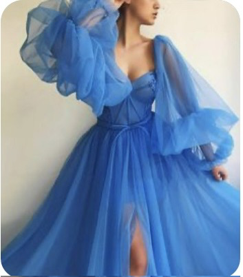 Royal Blue Long Cottagecore Princess Dress