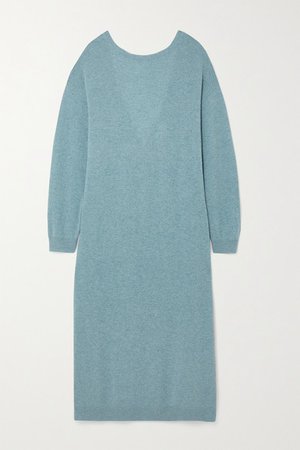 Valcyrie Open-back Merino Wool Midi Dress - Blue