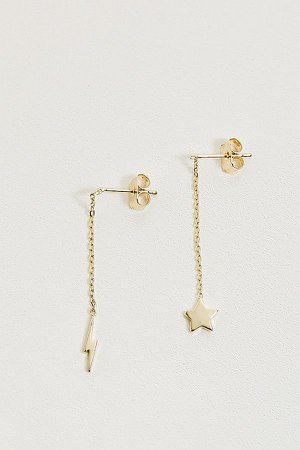 Estella Bartlett Star + Lightning Bolt Gold-Plated Drop Earrings | Urban Outfitters UK