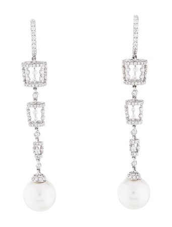 Tara Pearls 18K Pearl & Diamond Drop Earrings - Earrings - TPEAR20227 | The RealReal