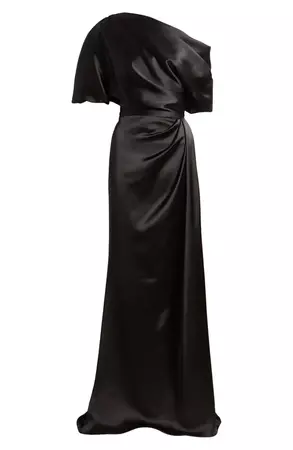 Amsale Gathered One-Shoulder Satin Gown | Nordstrom