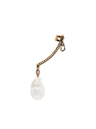 Alexander McQueen crystal-embellishment Pearl Pendant Ear Cuff - Farfetch