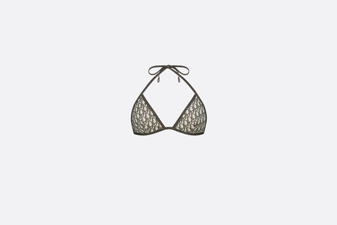 Bikini Top Gray Dior Oblique Technical Fabric | DIOR