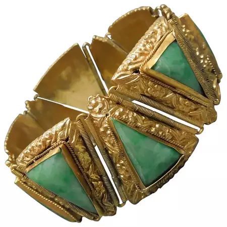 Egyptian Revival GIA Jade Bracelet For Sale at 1stDibs | egyptian jade, jade egypt, egyptian jade necklace