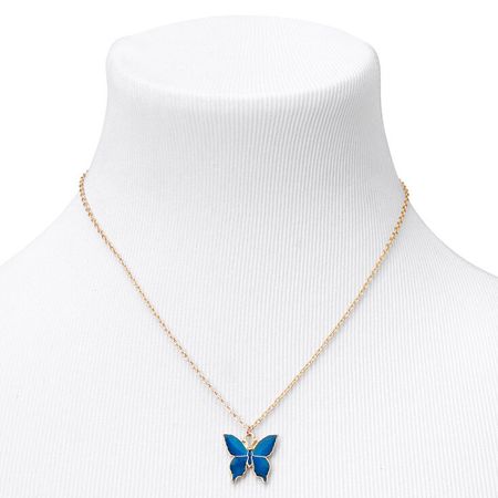 Gold Butterfly Mood Pendant Necklace | Claire's US