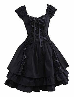 Black Layered Lace-up Lolita Dress