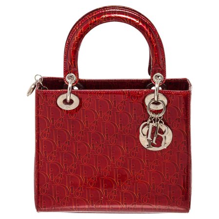 Dior Red Trotter Lady Medium Handbag For Sale at 1stDibs