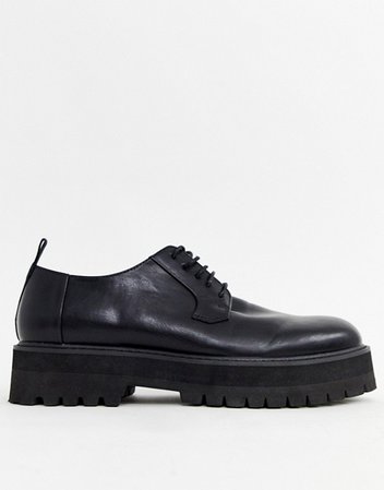 Черные туфли из искусственной кожи со шнуровкой и толстой подошвой ASOS DESIGN | ASOS