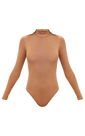 Camel Roll Neck Long Sleeve Bodysuit | Tops | PrettyLittleThing USA