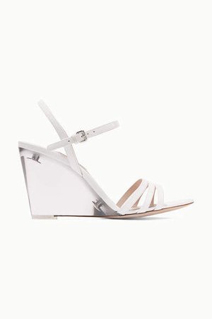Perspex And Leather Wedge Sandals - White