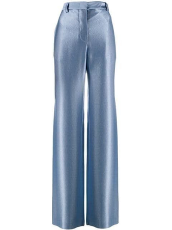 Blue Pants Trousers Silk