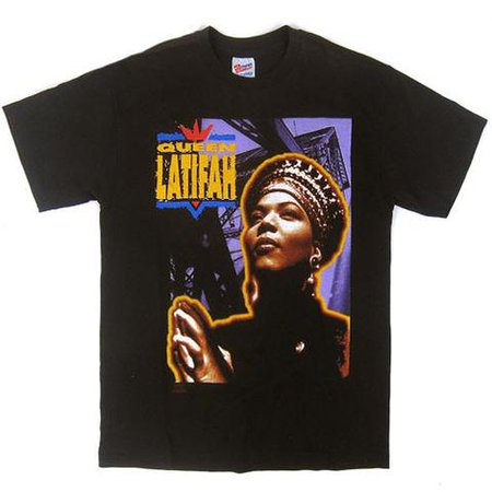 Vintage Queen Latifah 1991 T-shirt Hip Hop Rap 90s – For All To Envy blue yellow orange