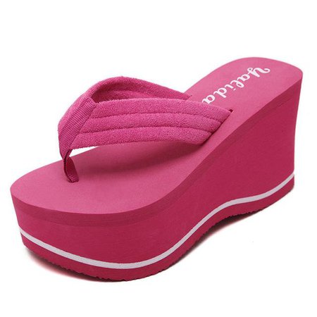 Pink wedge sandals