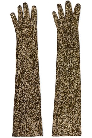 Gucci | Metallic leopard-jacquard gloves | NET-A-PORTER.COM